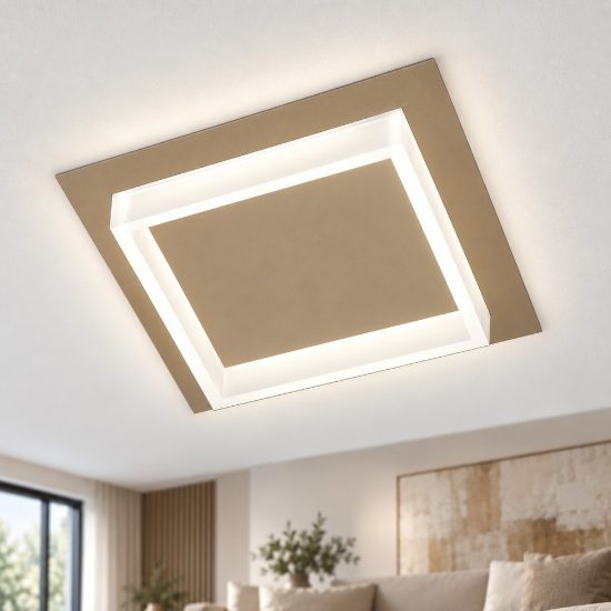 Plafoniera moderna quadrata sabbia led 28w cct 3000k 4000k 35cm