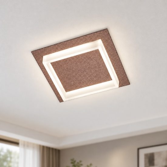 Plafoniera led 28w cct 3000k 4000k moderna quadrata oro rosato per soggiorno