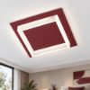 Plafoniera led 28w cct 3000k 4000k quadrata moderna bordeaux 35cm