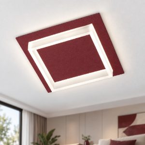 Plafoniera led 28w cct 3000k 4000k quadrata moderna bordeaux 35cm