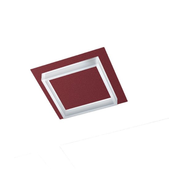 Plafoniera led 28w cct 3000k 4000k quadrata moderna bordeaux 35cm
