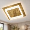 Plafoniera led 28w cct 3000k 4000k moderna quadrata foglia oro 35cm
