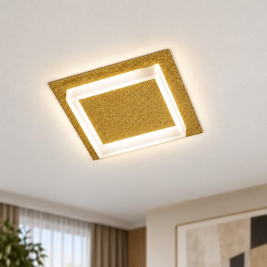 Plafoniera led 28w cct 3000k 4000k quadrata moderna oro opaco 35cm