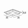 Plafoniera moderna quadrata marmo nero led 28w cct 3000k 4000k