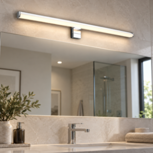 Lampada per specchio bagno lineare ip44 cromo led  3000k 60cm