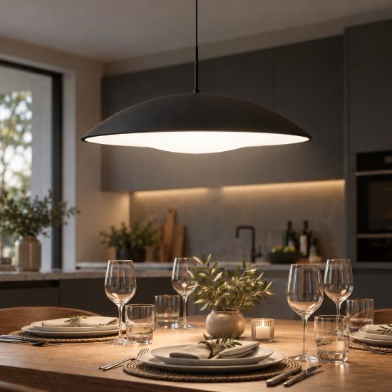 Fabas luce glamis lampadario per cucina moderno piatto nero a sospensione led 24w 3000k