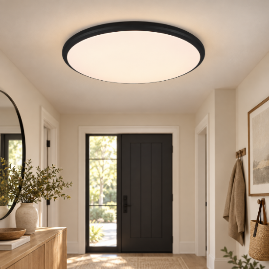 Plafoniera moderna per ingresso led 3000k dimmerabile rotonda nero