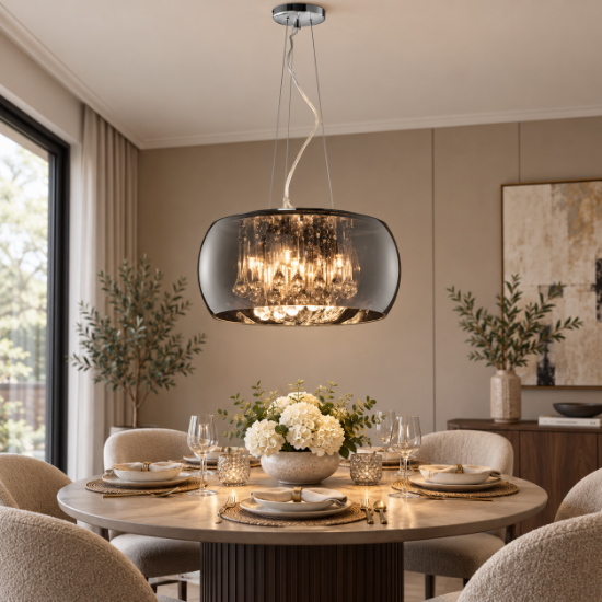 Lampadario per tavolo da pranzo design gocce vetro