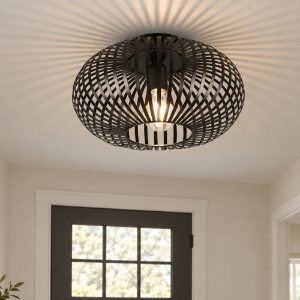 Plafoniera design per ingresso ellittica nero opaco 30cm