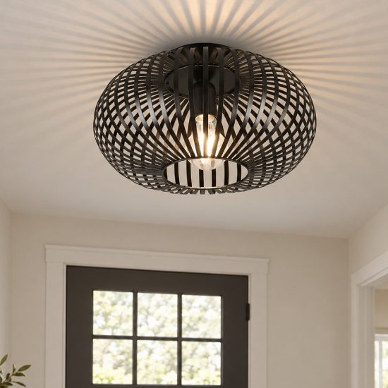 Plafoniera design per ingresso ellittica nero opaco 30cm