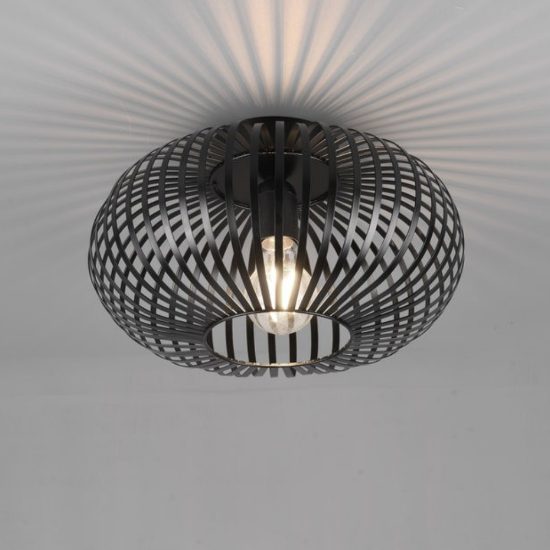 Plafoniera design per ingresso ellittica nero opaco 30cm