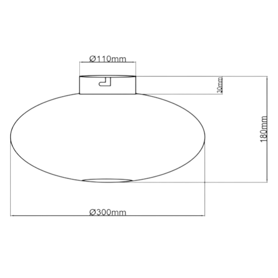 Plafoniera design per ingresso ellittica nero opaco 30cm