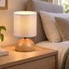 Abat-jour comodino per camera da letto paralume beige legno