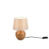 Abat-jour lampada da comodino legno paralume tessuto beige
