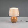 Abat-jour lampada da comodino legno paralume tessuto beige