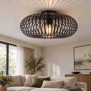 Plafoniera moderna per soggiorno nera opaco 40cm
