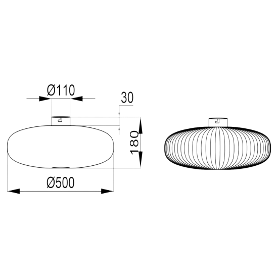 Grande plafoniera rotonda 50cm nero opaco