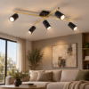Plafoniera moderna luci orientabili nero oro 78cm
