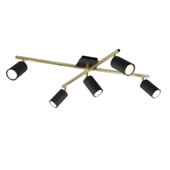 Plafoniera moderna luci orientabili nero oro 78cm