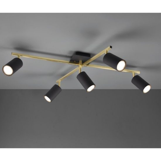 Plafoniera moderna luci orientabili nero oro 78cm
