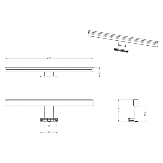 Applique per specchio da bagno led 3000k nero opaco ip44