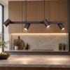 Lampadario 4 luci a sospensione rettangolare nero opaco