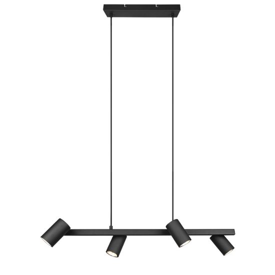 Lampadario 4 luci a sospensione rettangolare nero opaco