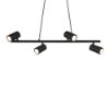 Lampadario 4 luci a sospensione rettangolare nero opaco