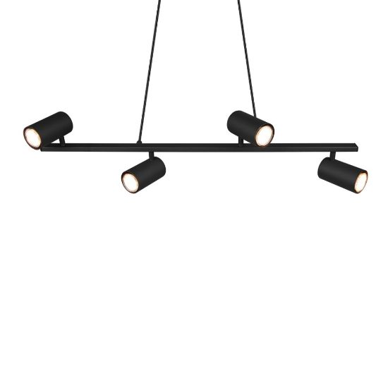 Lampadario 4 luci a sospensione rettangolare nero opaco