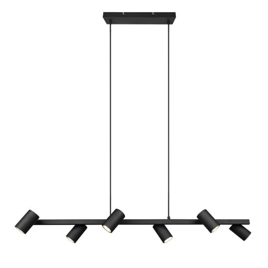 Lampadario 6 luci orientabili moderno per tavolo da pranzo nero