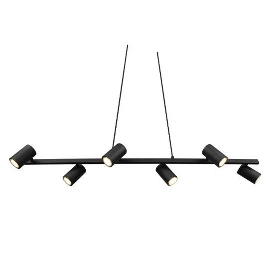 Lampadario 6 luci orientabili moderno per tavolo da pranzo nero