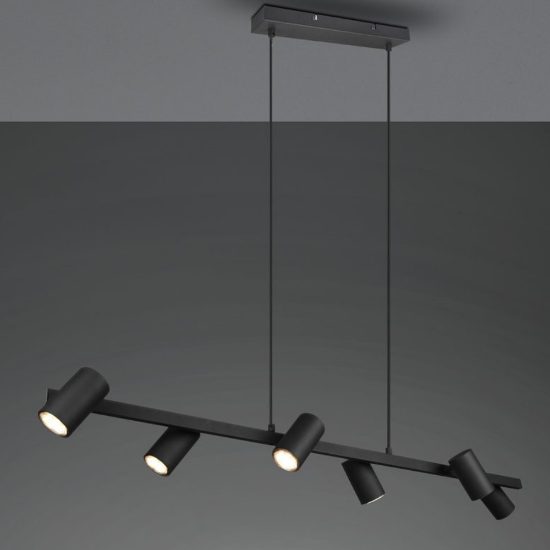 Lampadario 6 luci orientabili moderno per tavolo da pranzo nero
