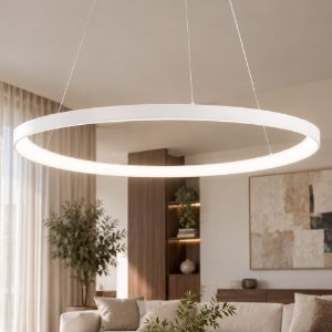 Fabas quirk lampadario bianco a sospensione led 75w cct 2700k 3000k 4000k dimmerabile