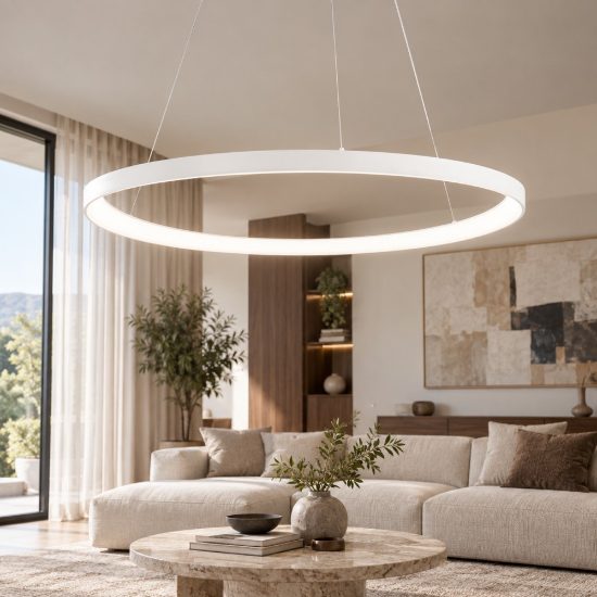 Fabas quirk lampadario bianco a sospensione led 75w cct 2700k 3000k 4000k dimmerabile
