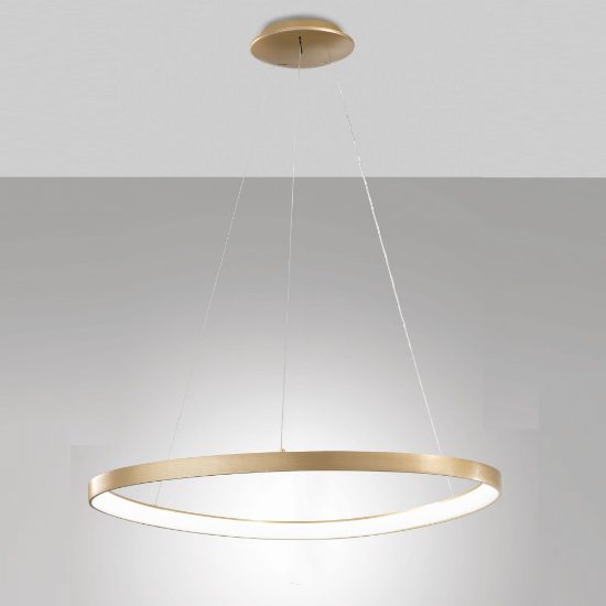 Fabas luce quirk lampadario led 75w cct 2700k 4000k anello moderno a sospensione ottone satinato dimmerabile