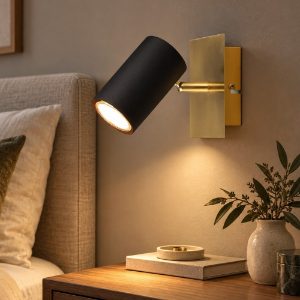Applique per comodino camera da letto orientabile nero oro