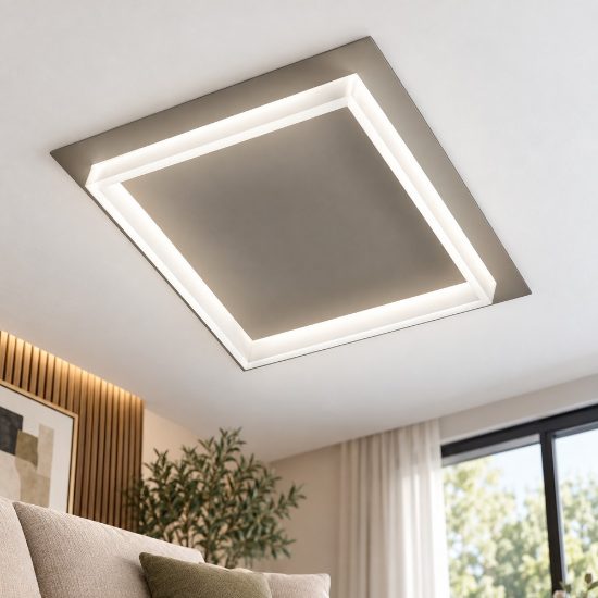 Plafoniera led 40w cct 3000k 4000k moderna quadrata tortora per cucina