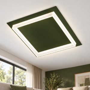 Plafoniera led 40w cct 3000k 4000k quadrata moderna verde oliva 50cm