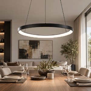 Fabas quirk lampadario moderno anello nero led 56w cct 2700k 3000k 4000k dimmerabile