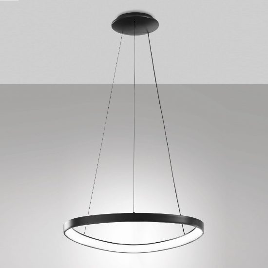 Fabas quirk lampadario moderno anello nero led 56w cct 2700k 3000k 4000k dimmerabile