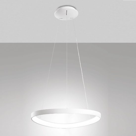 Fabas quirk lampadario ovale bianco led 56w cct 2700k 3000k 4000k dimmerabile