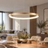 Fabas luce quirk lampadario led 56w cct 2700k 4000k dimmerabile anello moderno a sospensione ottone satinato