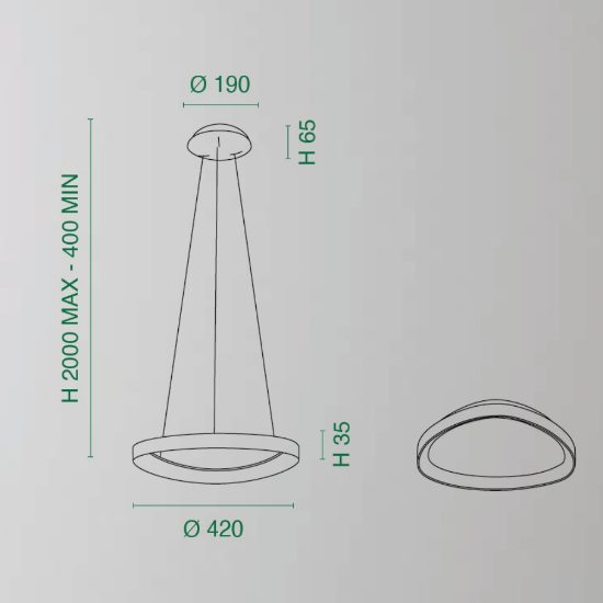 Fabas luce quirk lampadario anello asimmetrico nero a sospensione led 38w cct 2700k 4000k dimmerabile