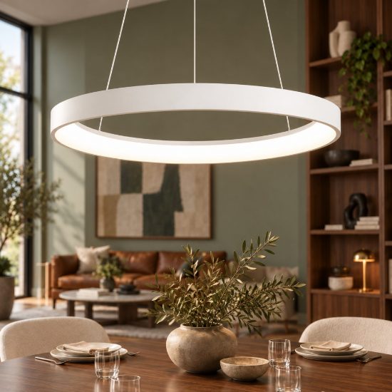 Fabas quirk lampadario ovale bianco led 38w cct 2700k 3000k 4000k dimmerabile