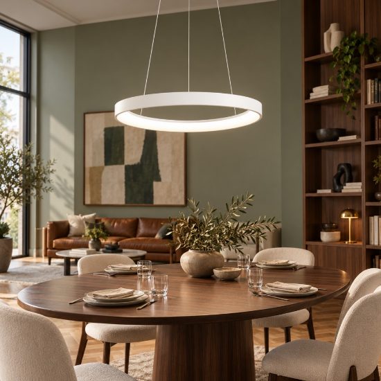 Fabas quirk lampadario ovale bianco led 38w cct 2700k 3000k 4000k dimmerabile