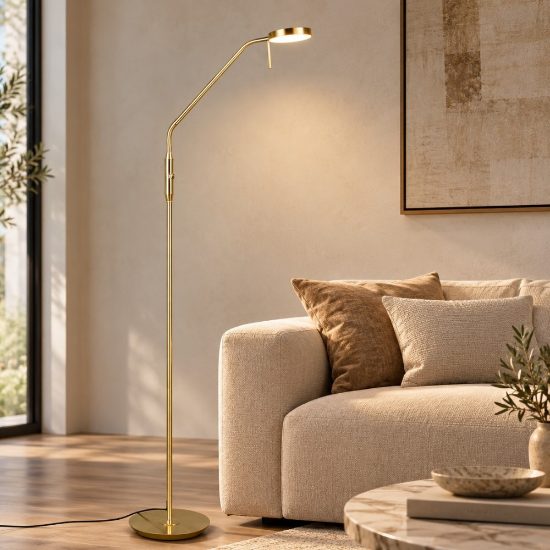 Piantana lampada da terra ottone led cct 2300k 4000k per salotto
