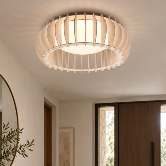 Plafoniera led 16.5w 3000k dimmerabile bianco legno