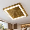 Plafoniera led 40w cct 3000k 4000k moderna quadrata foglia oro