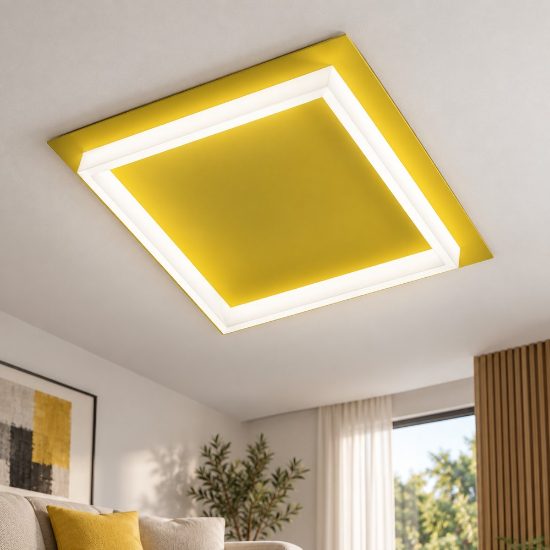 Plafoniera led 40w cct 3000k 4000k quadrata moderna giallo girasole