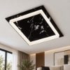 Plafoniera moderna quadrata marmo nero led 40w cct 3000k 4000k 50cm